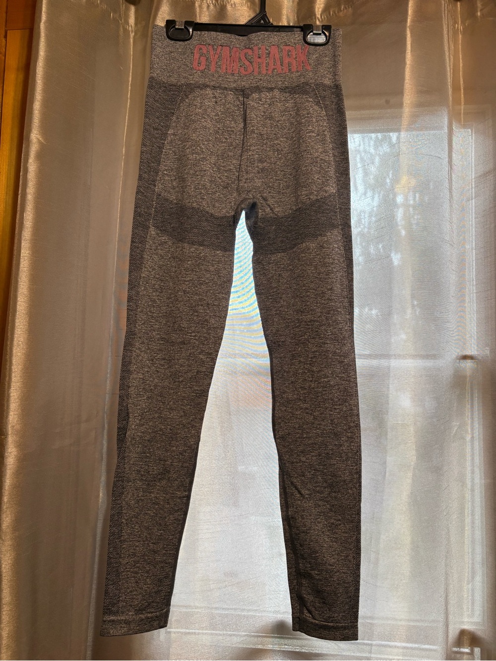 Gymshark Gray Seamless Leggings with Pink Logo small